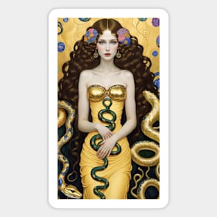 Gustav Klimt's Serpent Charms: Women Enchanted by Snakes Magnet